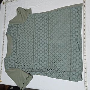 SizeL Talbots Olive Green Lace On Front. Short Sleeve